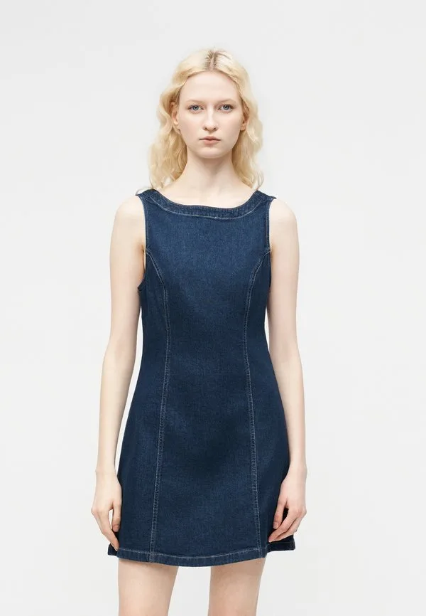 Мини-Платье с вырезом-лодочкой, джинсовое платье Gap, Dark Wash Indigo