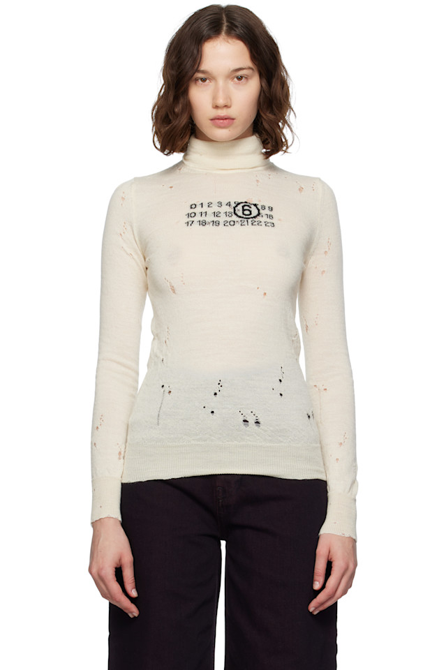 

Шерстяной водолазка Mm6 Maison Margiela, белый