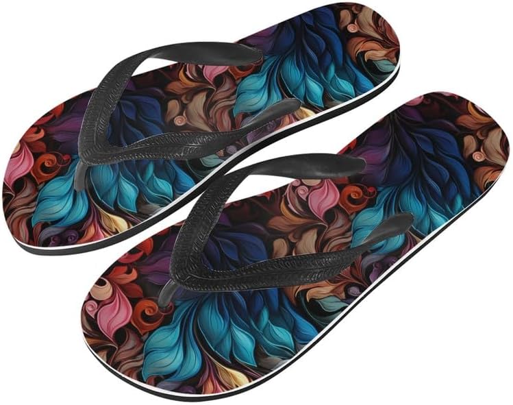 

Женские шлепанцы Semiouray с эффектом тай-дай, геометрический узор с цветком лотоса, мягкие шлепки для пляжа, лета и повседневного ношения, для ванной, Colorful Art Leaf