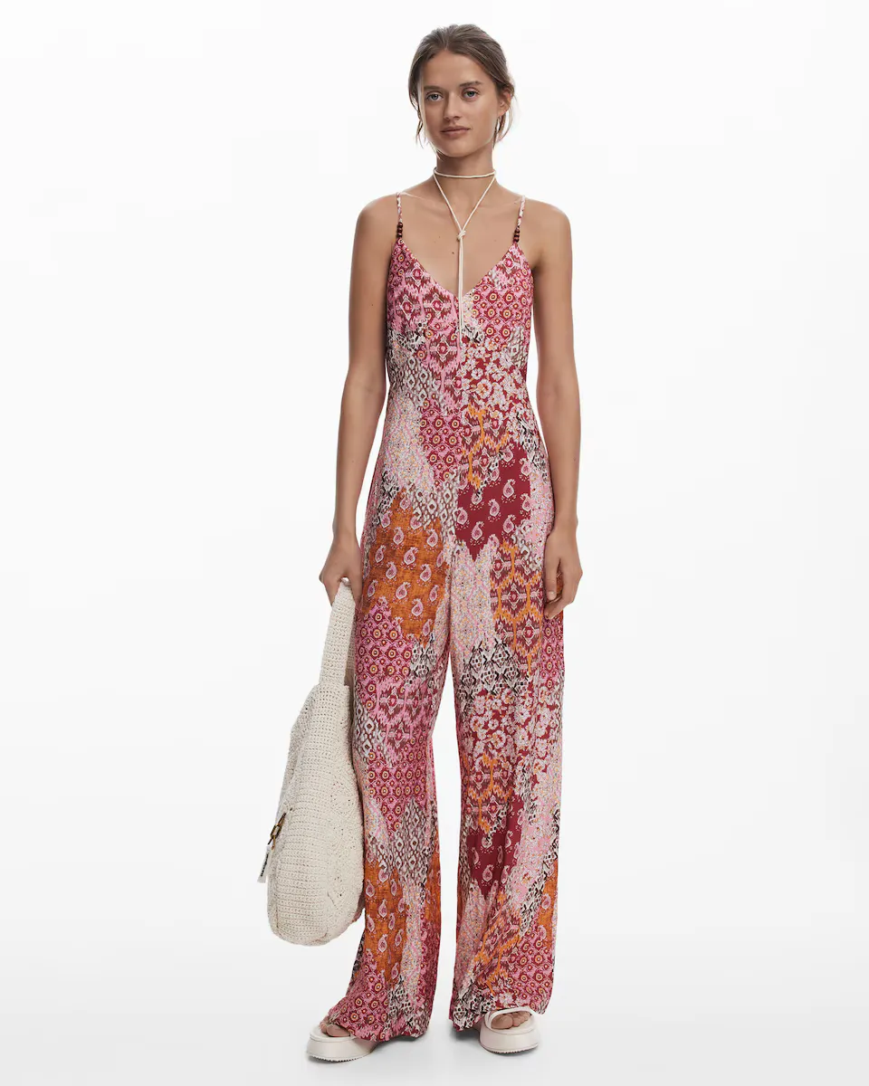 

Длинный женский комбинезон в стиле бохо Desigual, красный