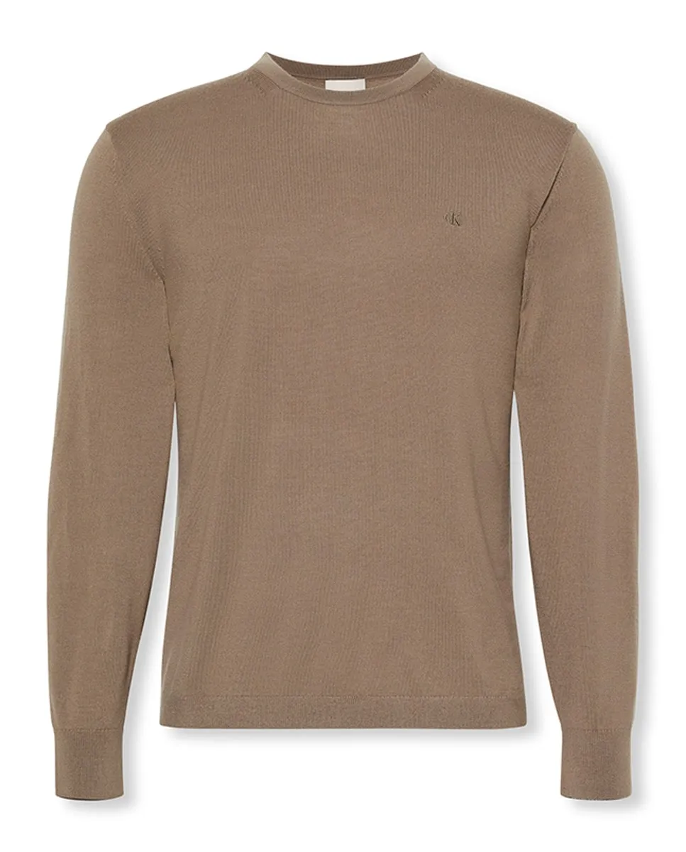 

Мужской джемпер с вышитым логотипом Calvin Klein, коричневый