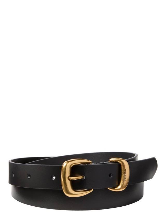 

Кожаный ремень с двойной пряжкой Calvin Klein, Black/Tumbled Deep
