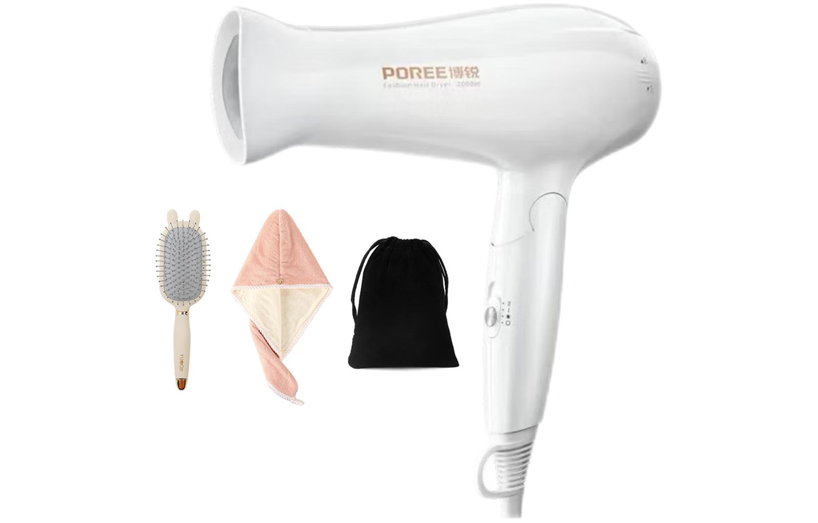 

Фен для волос Poree, PH1626 white + air cushion comb + hair dryer cap + storage bag