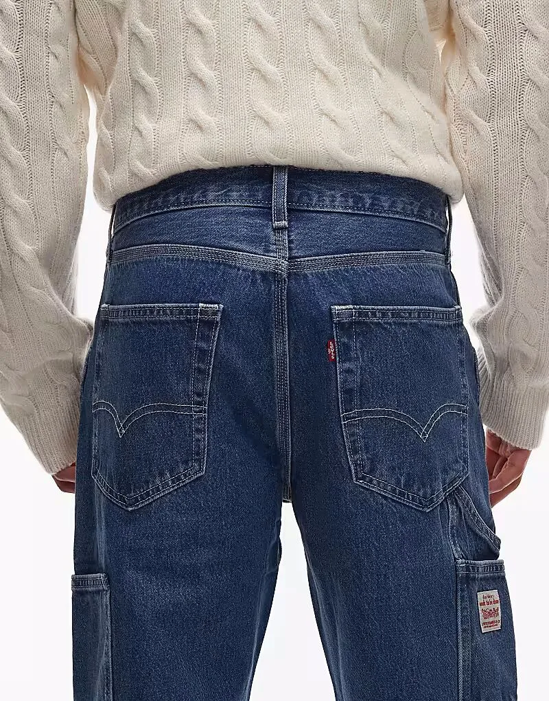 Джинсы Levi's Workwear 568 свободного кроя, модель "рабочие", средне-синего цвета — фото 4