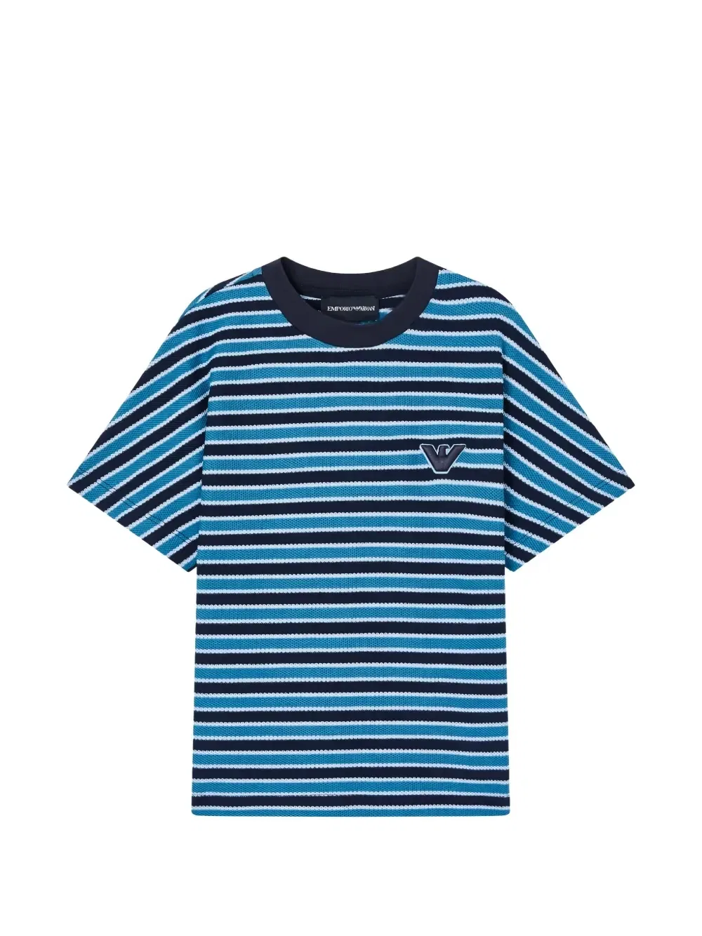 Полосатая футболка с логотипом Emporio Armani Kids, синий