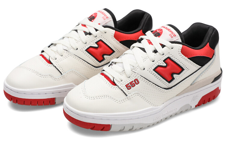 Кроссовки New Balance NB 550 Vintage Basketball Unisex, белый/красный/черный — фото 3