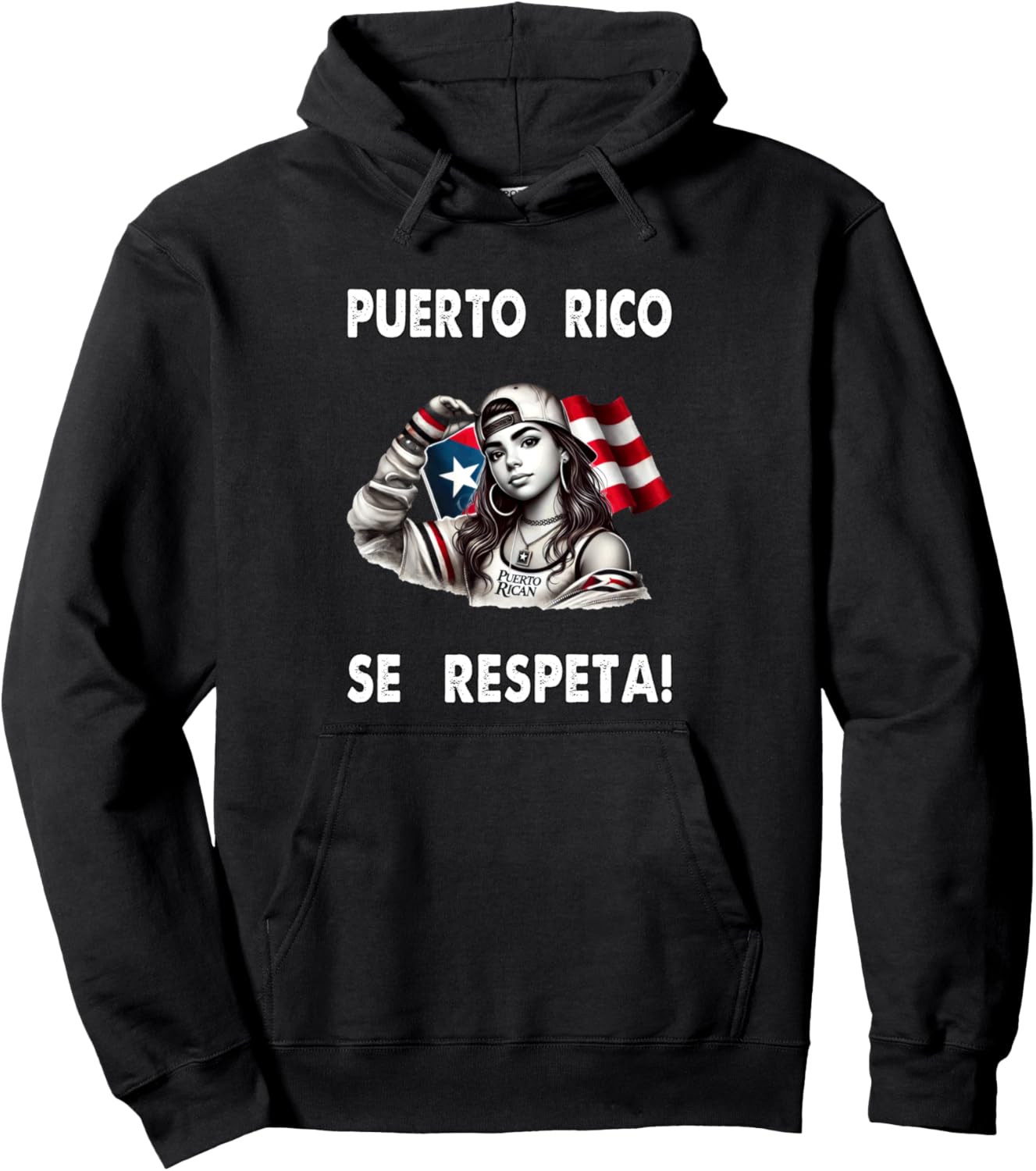

Худи с изображением флага пуэрториканской федерации пуэрториканцев Cerespeta Boricua, символизирующей протест подростков Puerto Rico Se Respeta Collection, More Here, черный