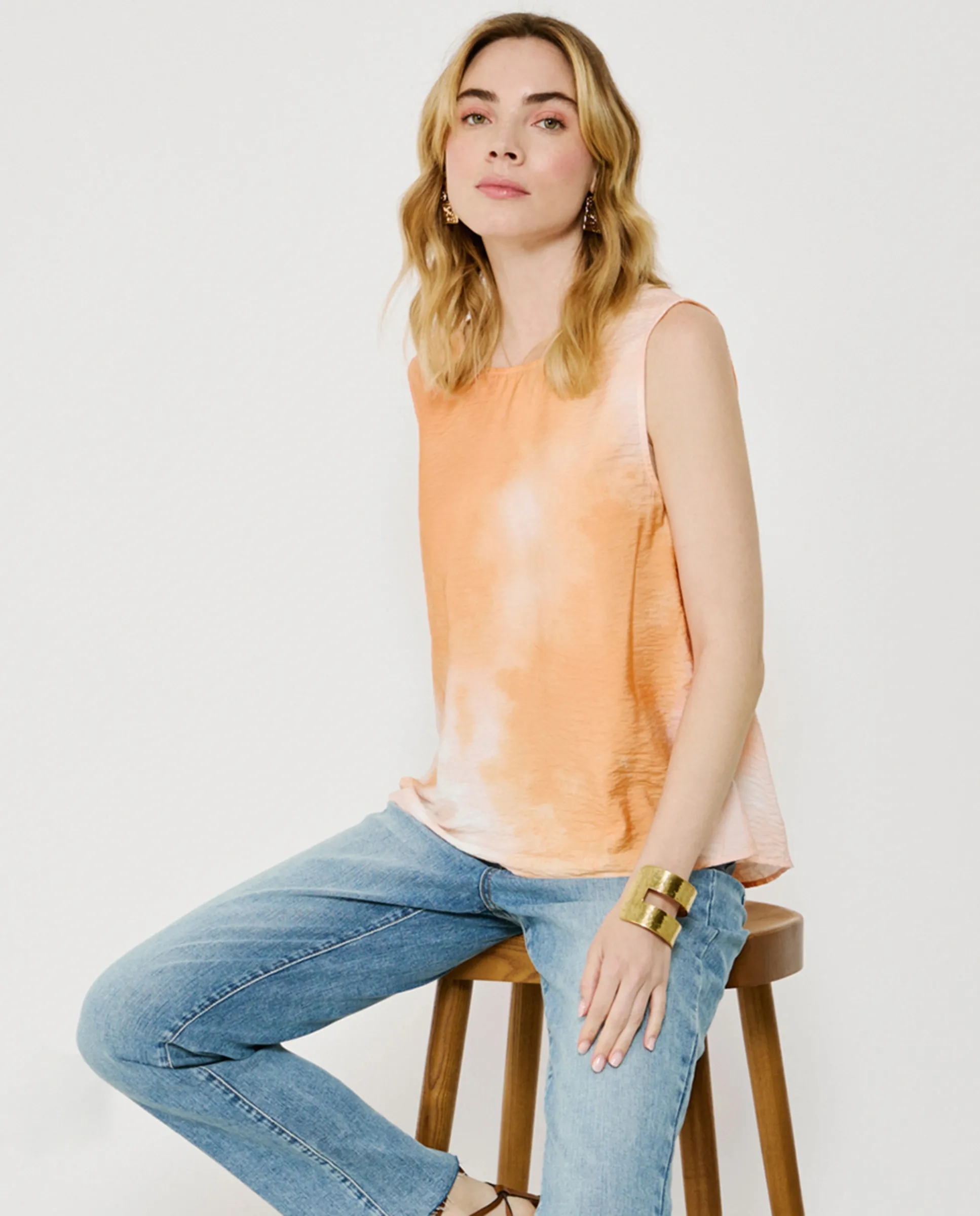 

Топ без рукавов прямой крой круглый вырез Vila, бежевый