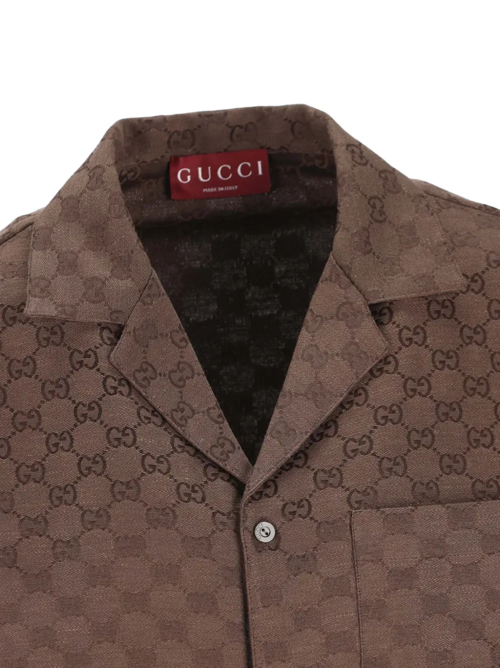 Рубашка с узором Gg Gucci, коричневый — фото 3