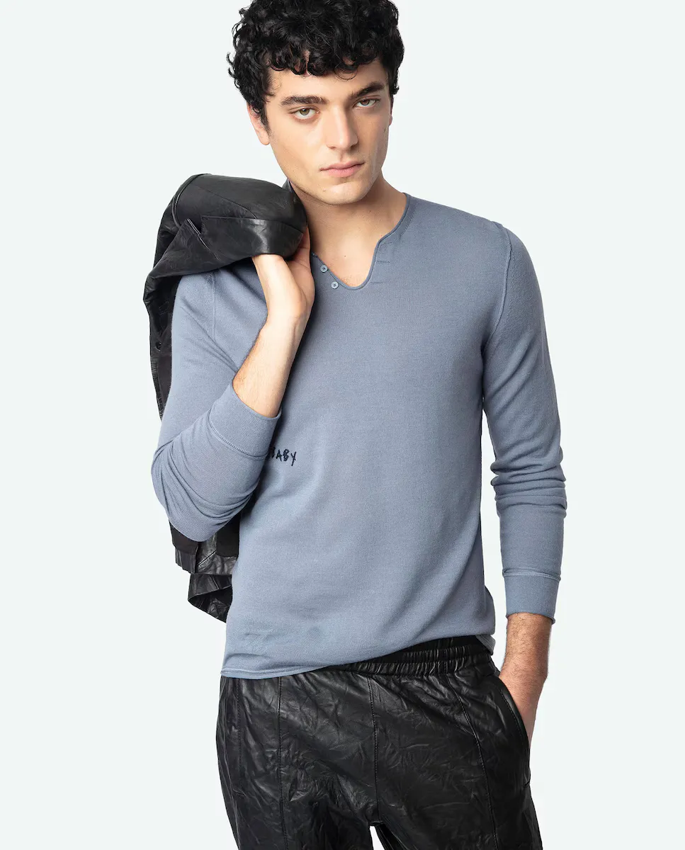 

Джемпер Monastir 100% шерсть мериноса мужской с длинными рукавами Zadig & Voltaire, синий