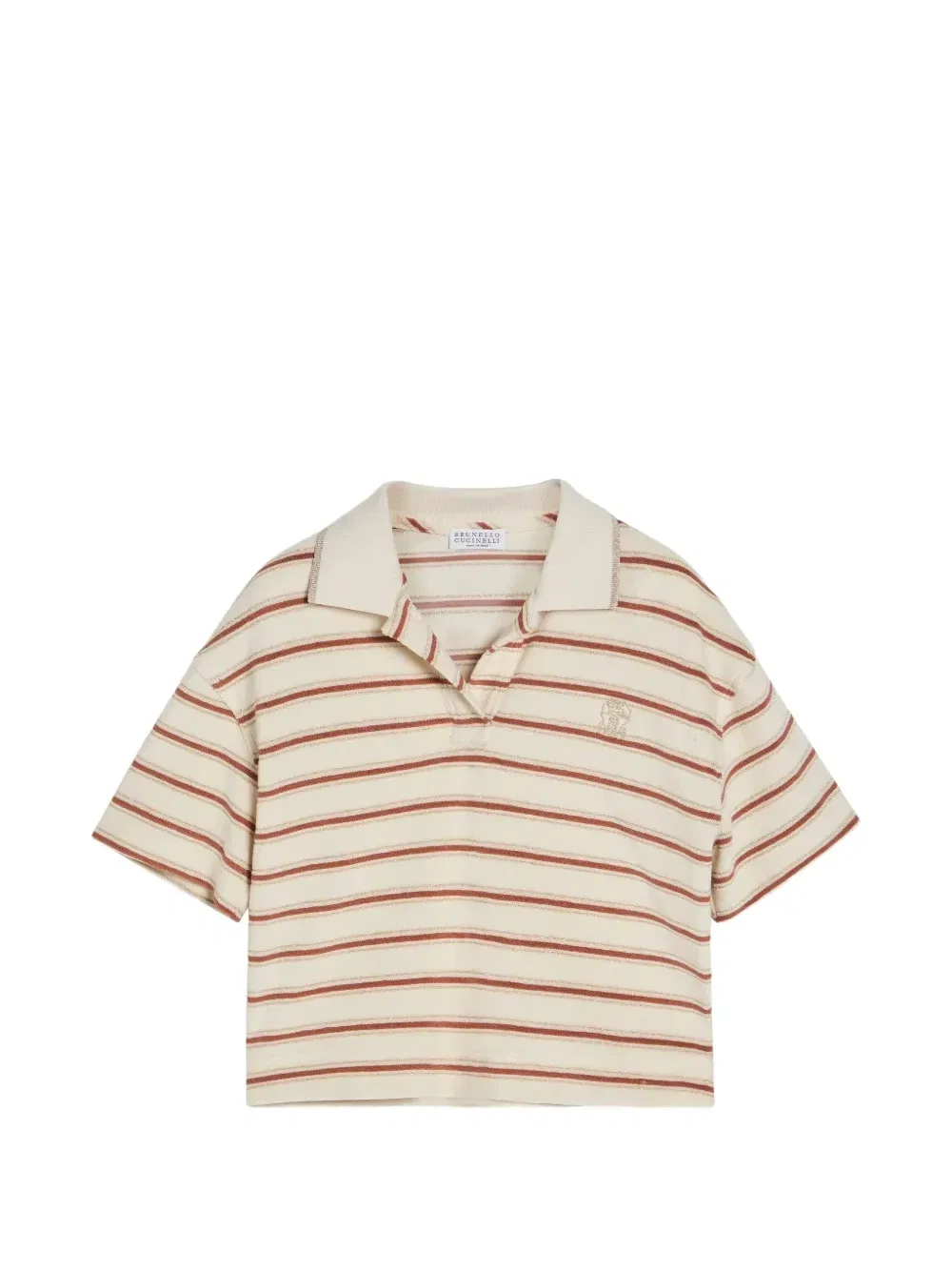 Рубашка поло из джерси с логотипом Brunello Cucinelli Kids, бежевый