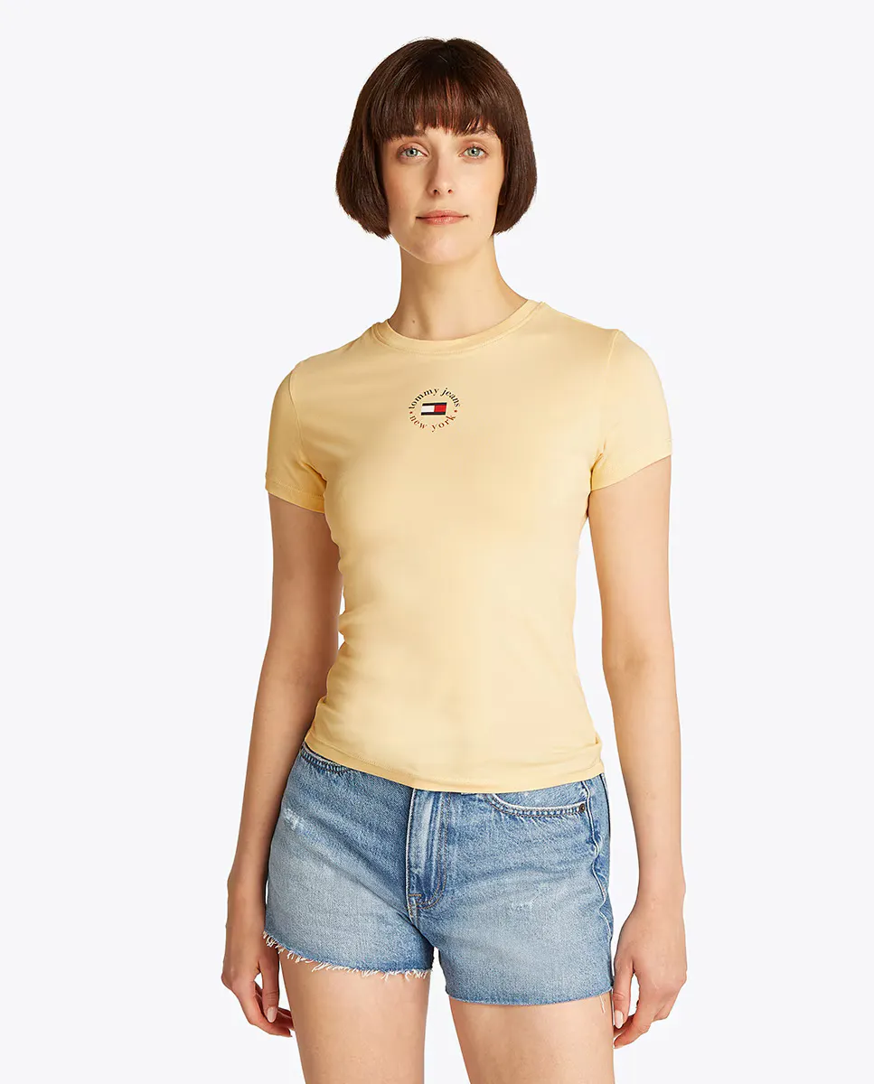

Женская футболка облегающего кроя с короткими рукавами Tommy Jeans, желтый