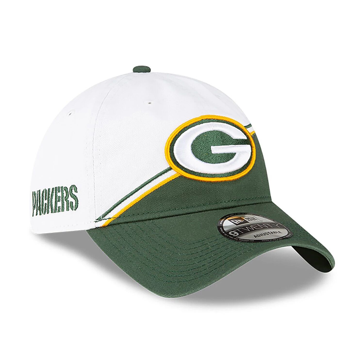 

Мужская регулируемая кепка New Era бело-зеленая Green Bay Packers 2023 Sideline 9TWENTY