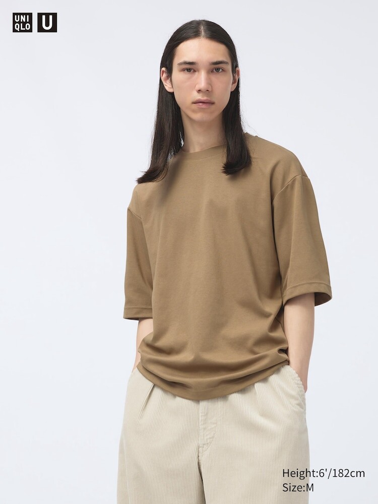 

Футболка свободного кроя Airism из хлопка с круглым вырезом Uniqlo, цвет 33 хаки