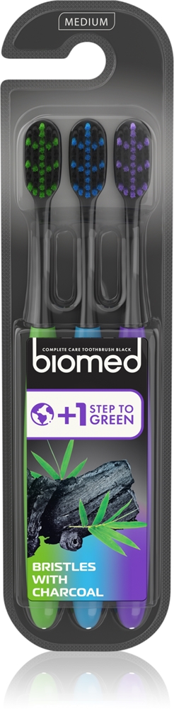 

Зубные щетки с черным углем, средние Biomed, 3 шт