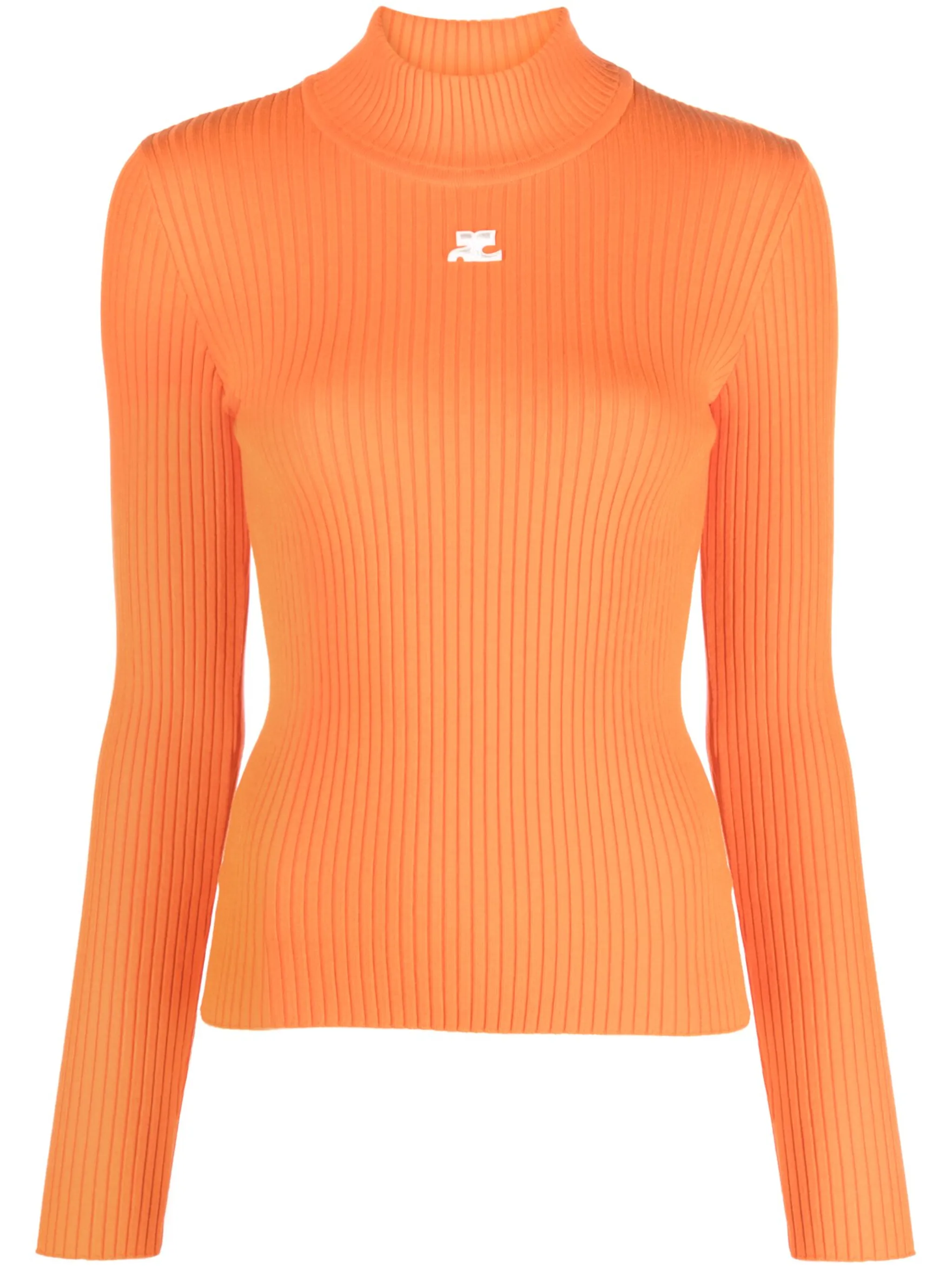 

Топ с высоким воротником и длинными рукавами Courrèges, оранжевый