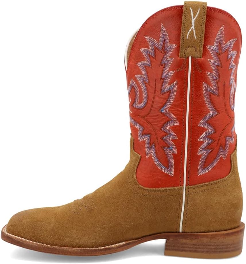 Ковбойские сапоги Twisted X Men's Tech X с широким квадратным носком - Mxtl001, Roughout Tan & Cherry — фото 2