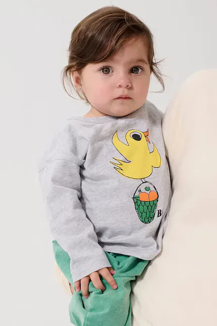 Лонгслив детский с принтом Flying Oranges Bobo Choses, серый