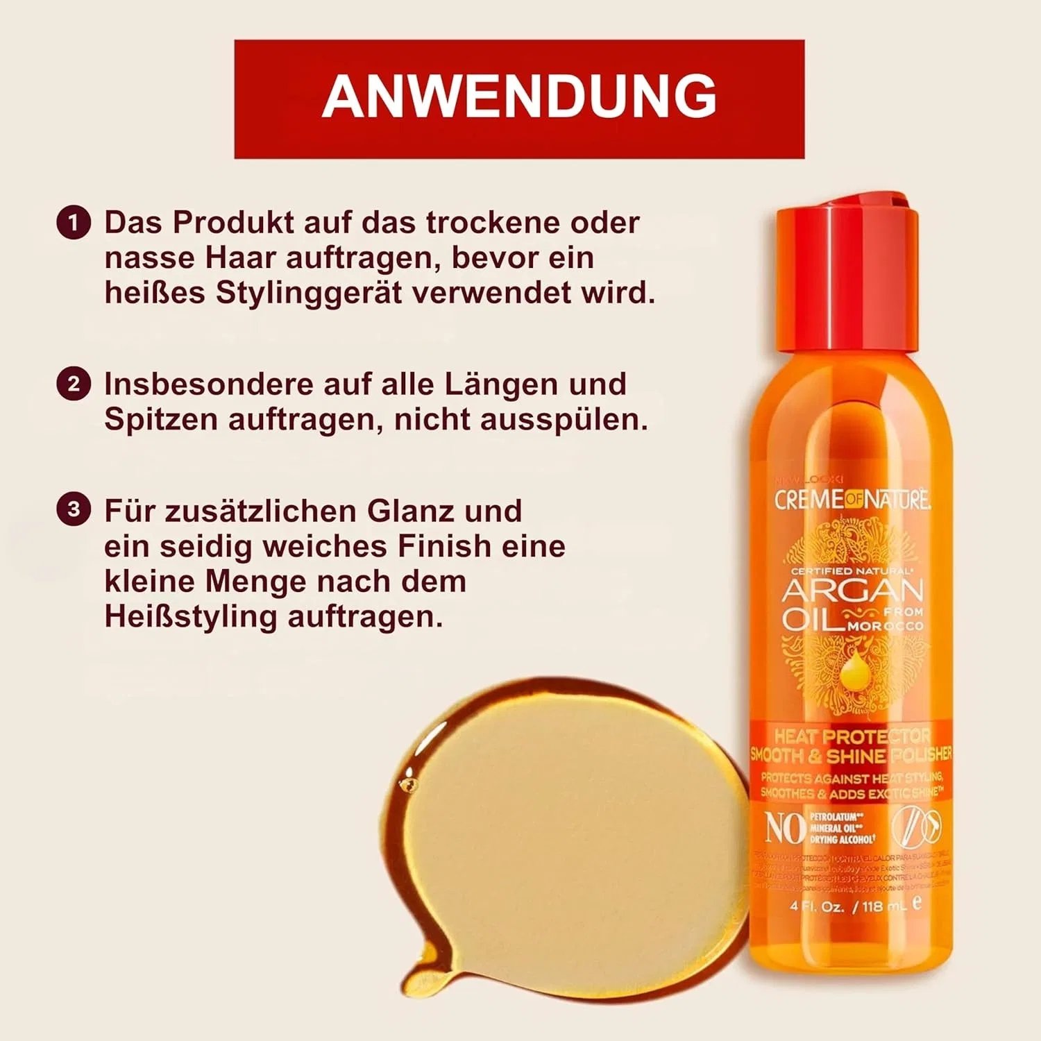 Масло-блеск для волос Creme of Nature Argan Oil Heat Defence Gloss & Shine Polisher Creme Of Nature — фото 4