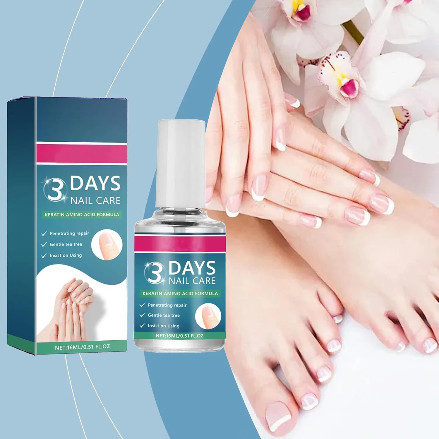 Масло для ухода за ногтями «3 Days Nail Care» с кератином, 2 шт. Generic, 3 Days Nail Care — фото 2