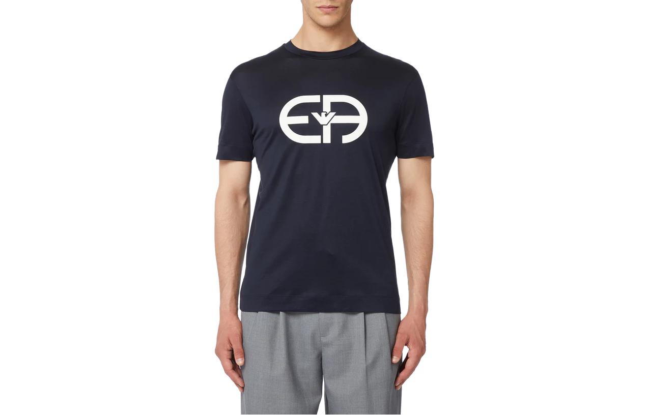 

Футболка с круглым вырезом и логотипом EMPORIO ARMANI, Marine Blue