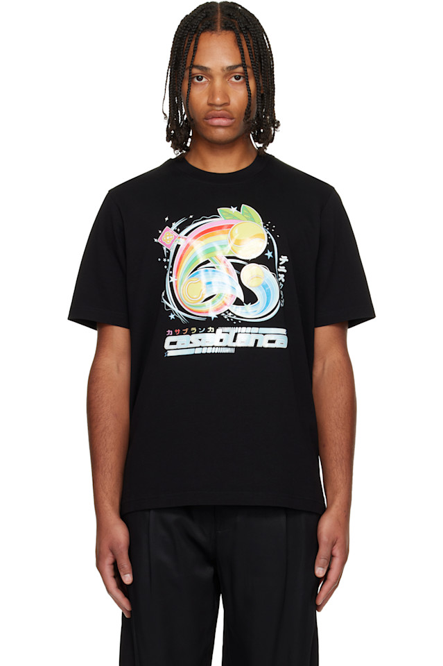 

Футболка с коротким рукавом и изображением теннисного мяча в стиле манга Casablanca, черный