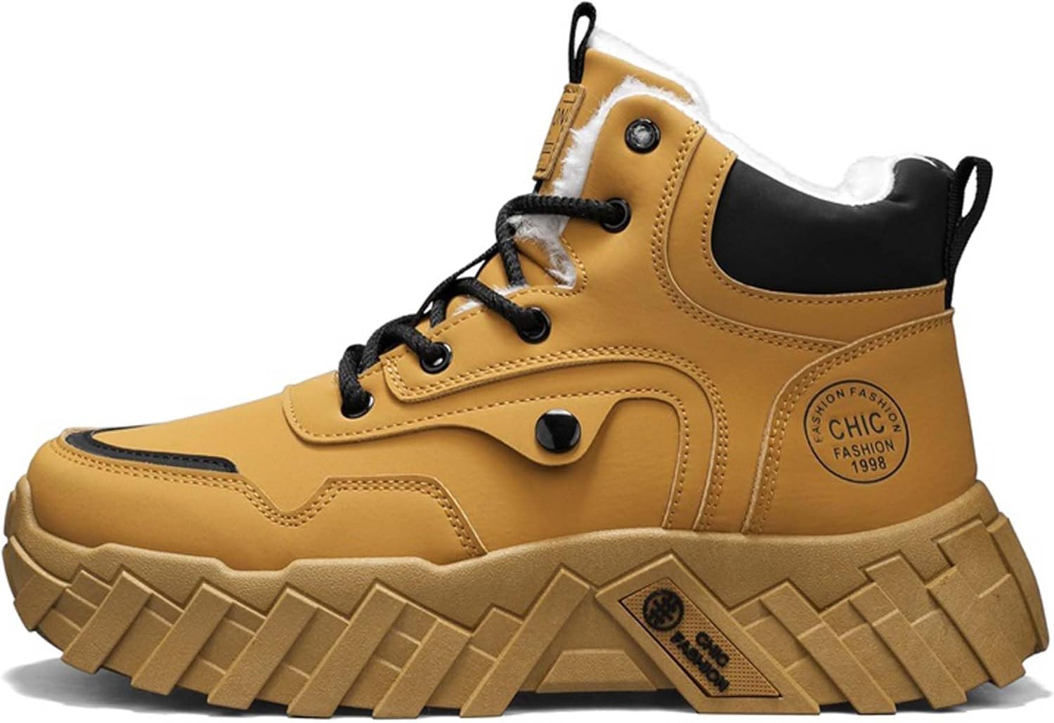 

Зимние бархатные высокие ботинки с теплым плюшевым внутренним слоем из хлопка, противоскользящие, водонепроницаемые, для работы на улице Generic, хаки