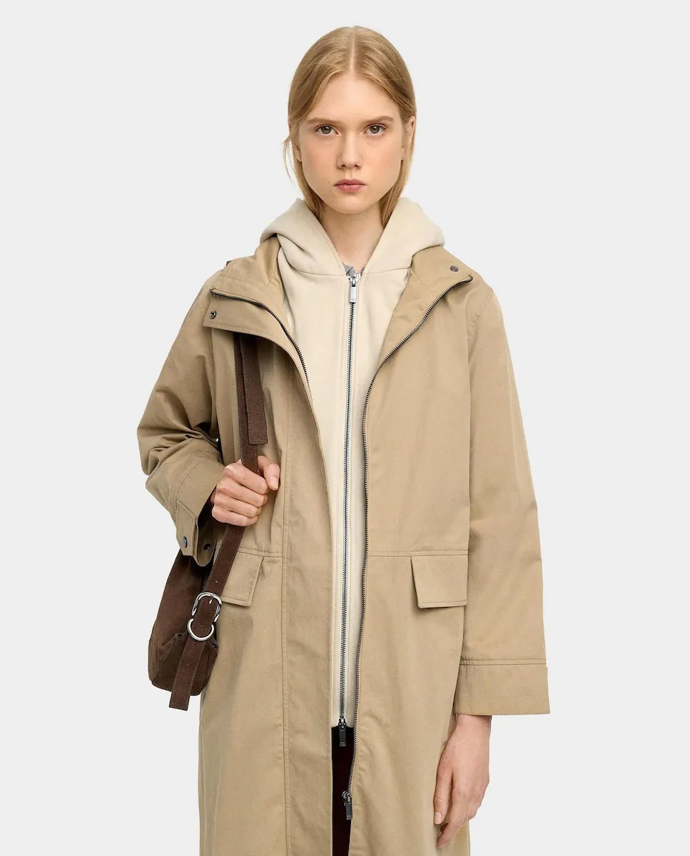 

Женская парка с капюшоном и боковыми карманами, однотонная Parfois, бежевый