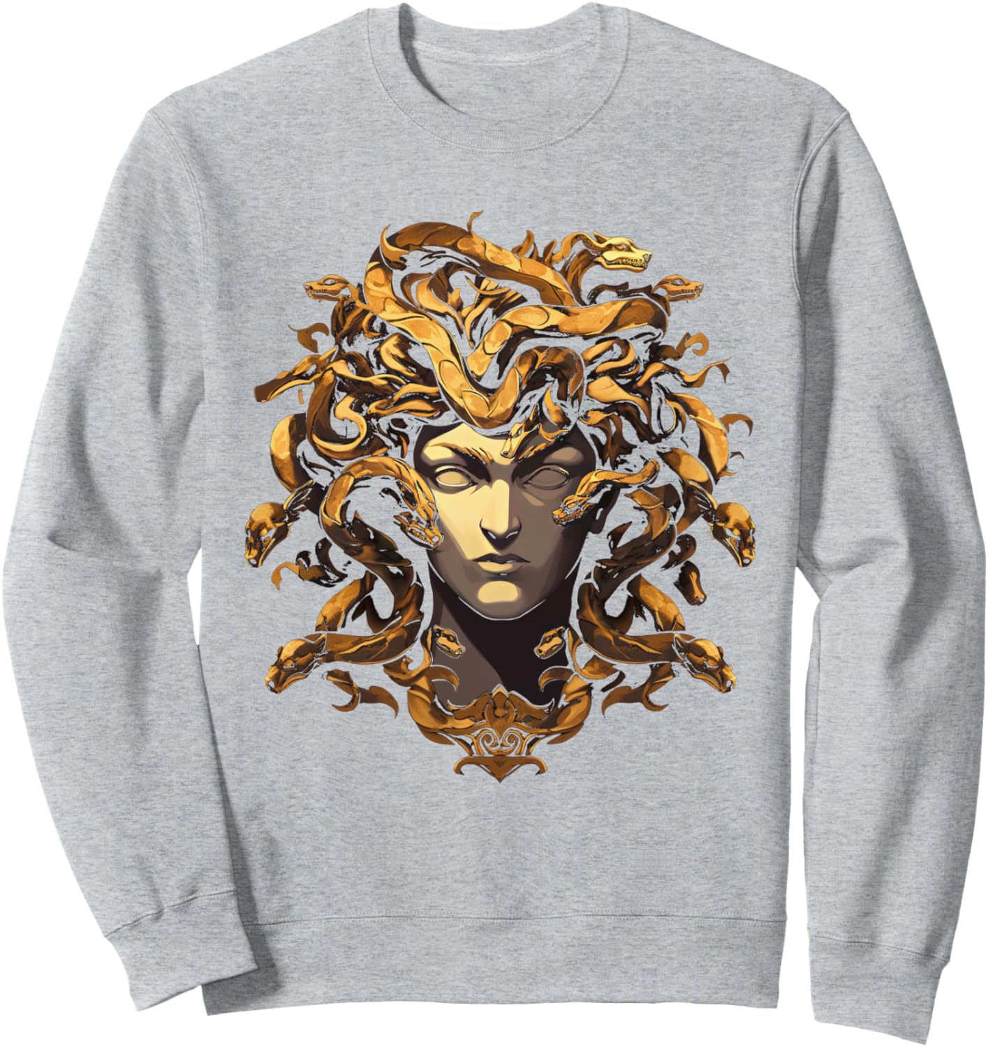 

Толстовка с изображением головы Медузы из греческой мифологии и древних змеиных волос Ancient Greek Gods Designs, серый
