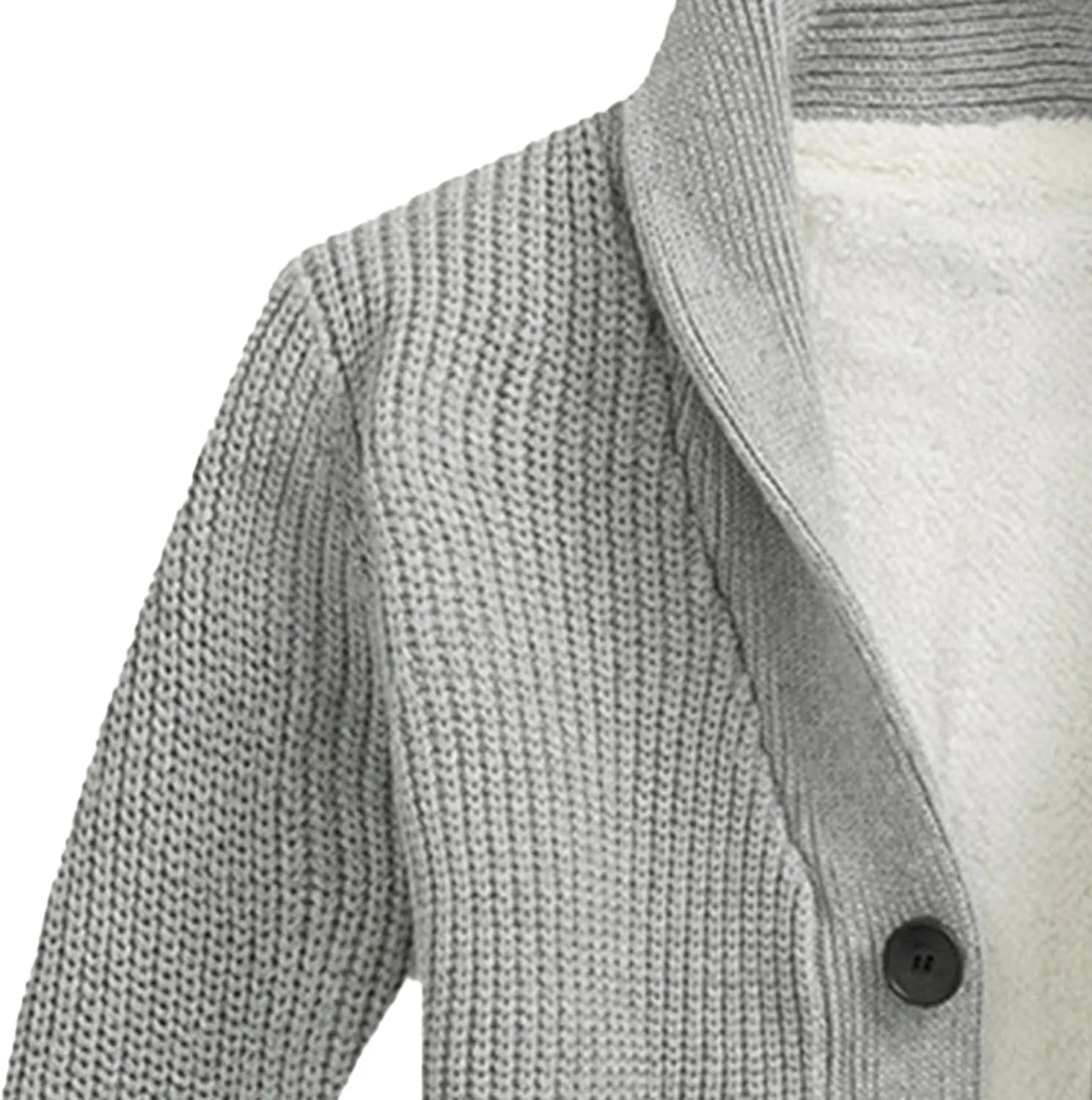 Кардиган из шерсти с воротником-шалью и пуговицами Slim Fit — фото 3