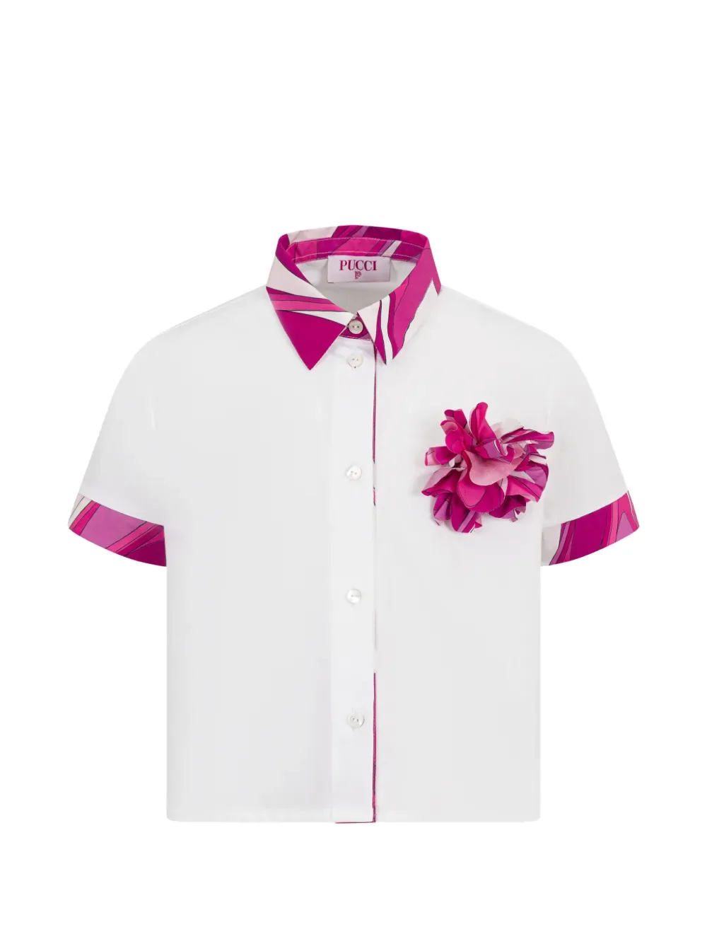Рубашка с цветочными украшениями PUCCI Junior, белый