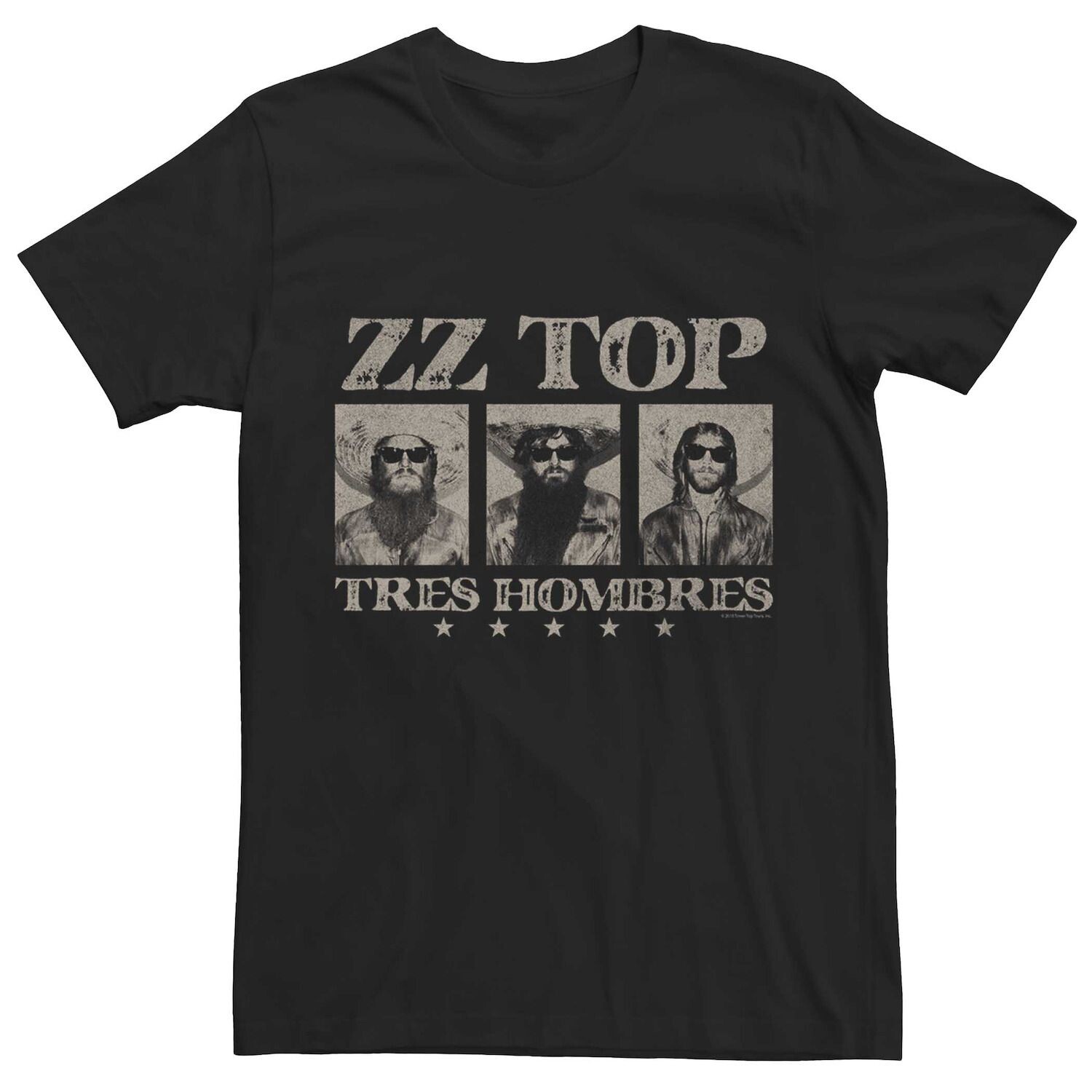 

Мужская футболка ZZ Top Tres Hombres с потертостями и вставками в виде портрета Licensed Character, черный