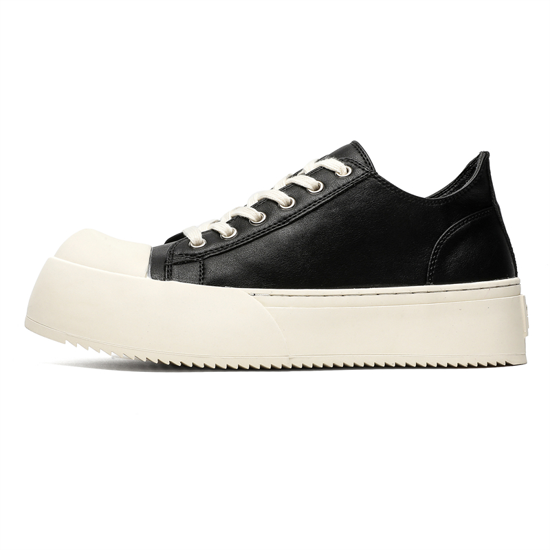 

V05 Платформенные скейтерские кроссовки Unisex, парные туфли на шнуровке с утолщенной подошвой, универсальные студенческие ботинки в британском стиле - черные женские