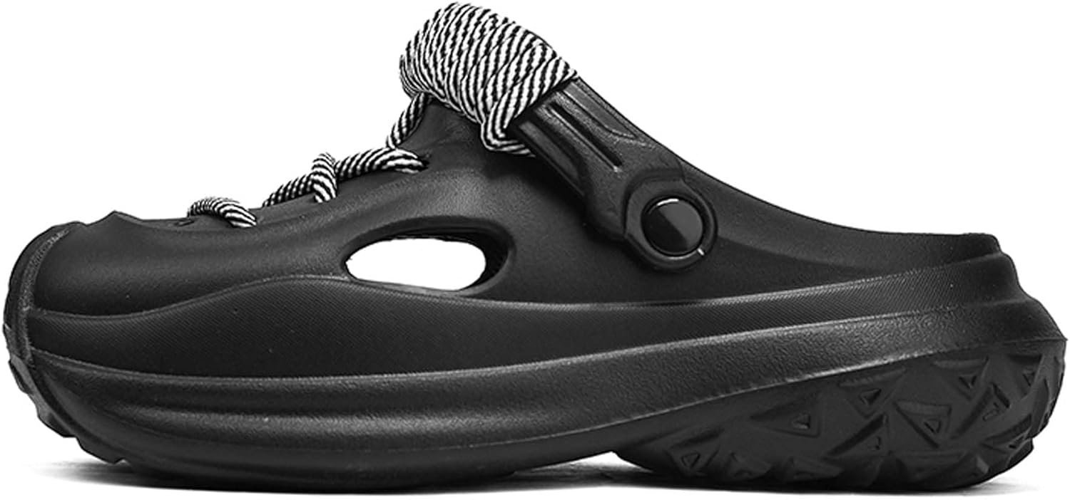 

Мужские ремешки для улицы и дома, босоножки с толстой подошвой, тапочки, перфорированная обувь, с ощущением «попы», садовая обувь Generic, черный