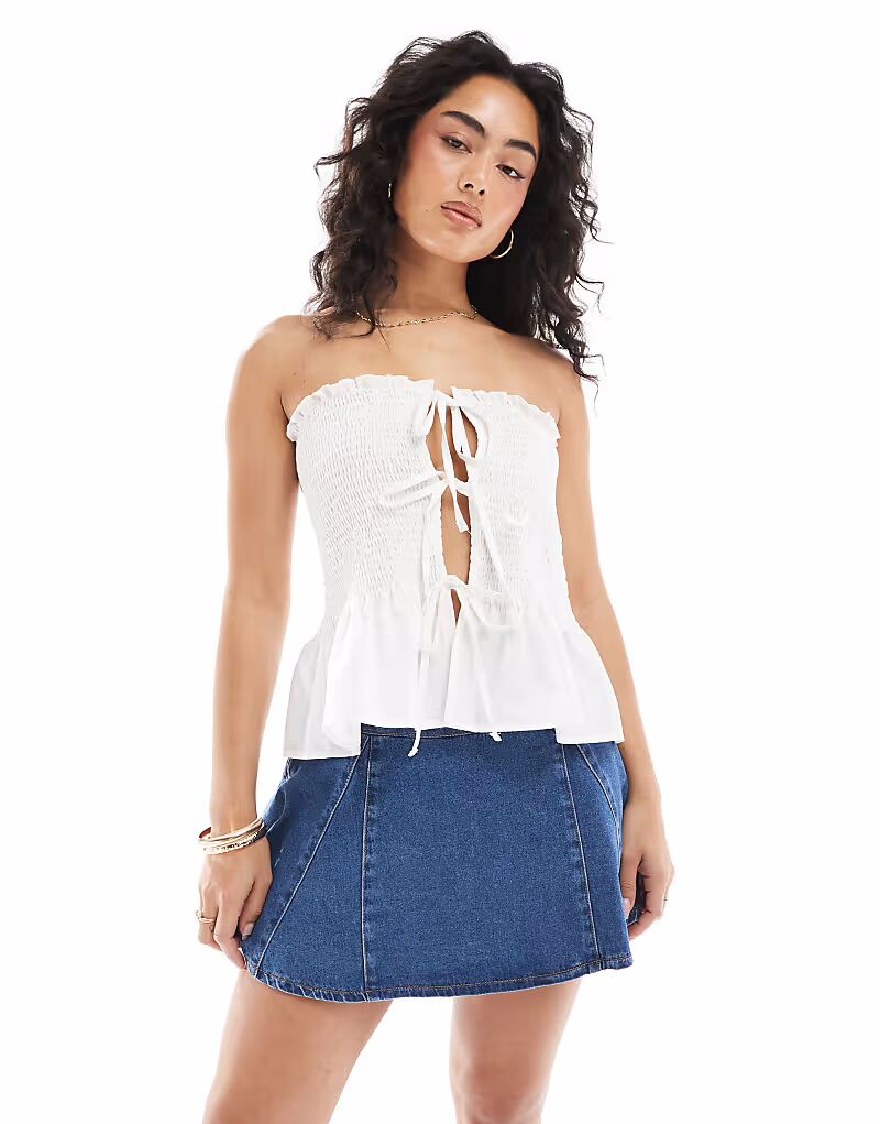 

Мини-юбка-годе из денима ASOS DESIGN средне-синего цвета