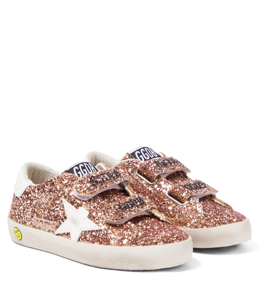 

Старые добрые кожаные кроссовки с блестками Golden Goose Kids, Peach/White