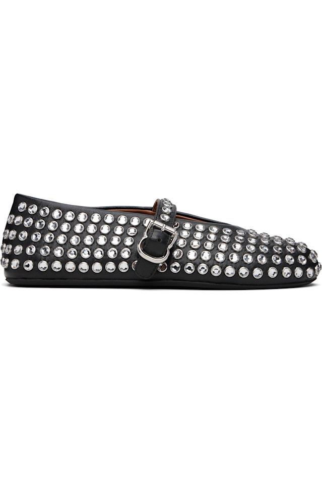 Балетки из стразованной кожи ягнёнка Alaïa, черный