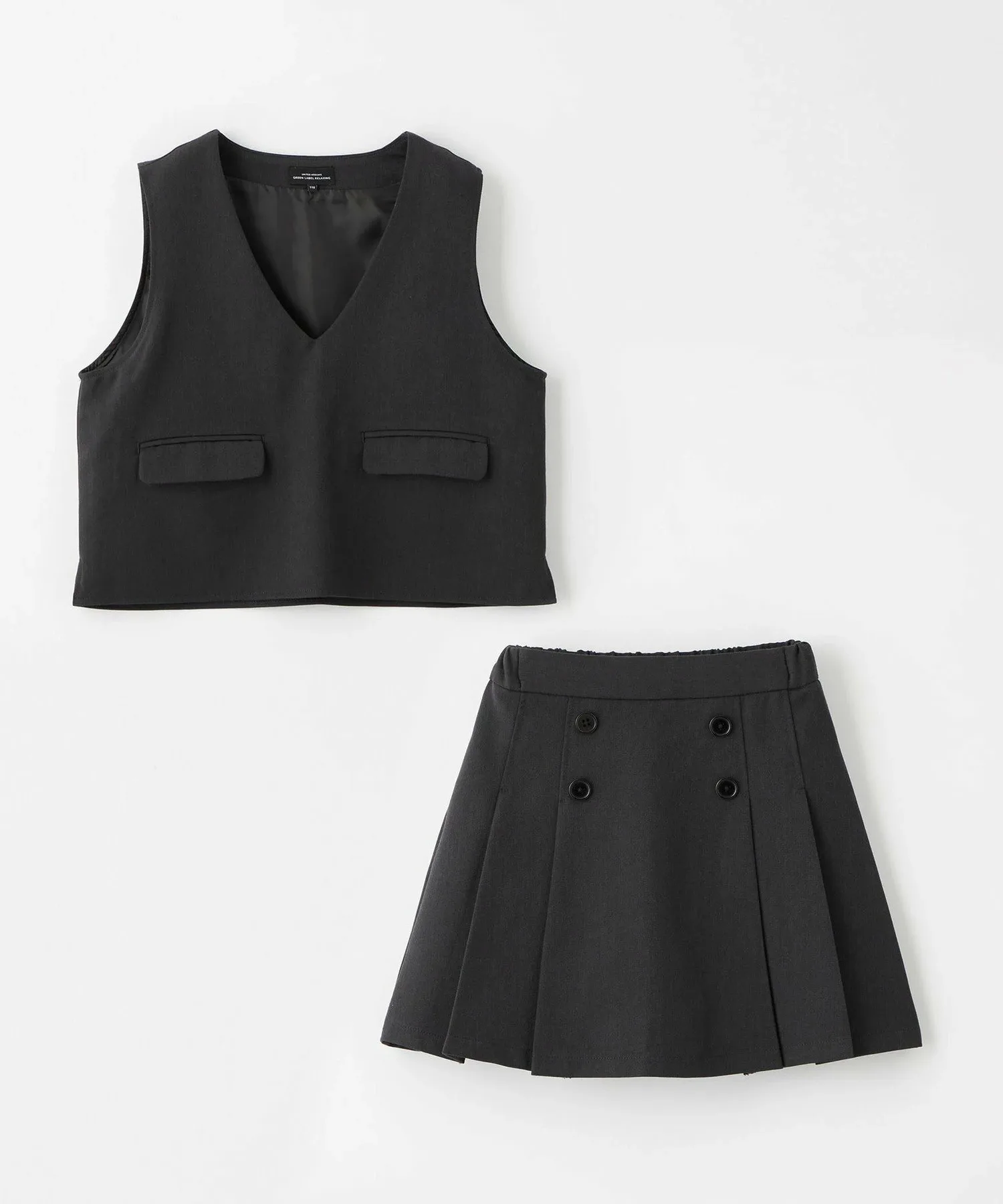 Комплект из жилета и плиссированной юбки / Детский 100-130 см United Arrows Green Label Relaxing, DK.GRAY