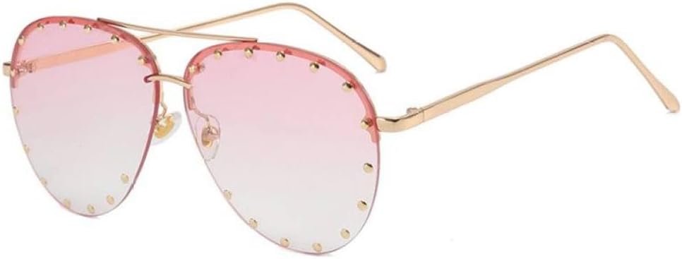 

Женские модные солнцезащитные очки с бриллиантовыми стразами, градиентным металлическим многоугольным оправой, без оправы, для защиты от солнца на открытом воздухе generic, Grandient Pink