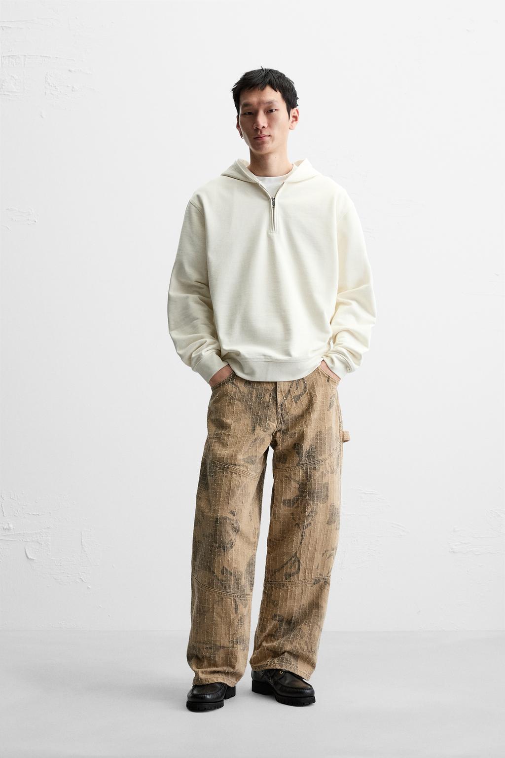 

Джинсы carpenter с принтом ZARA, кэмел
