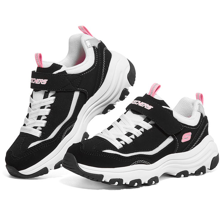 Skechers Низкие, износостойкие, амортизирующие детские кроссовки, цвет: черный, розовый — фото 3