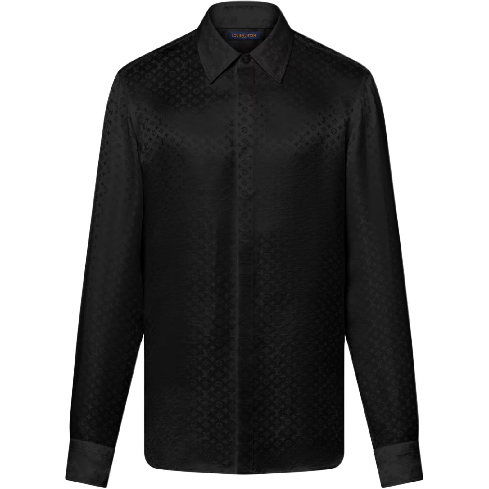 

Louis Vuitton Мужская рубашка, черные, с острым воротником, средней высоты