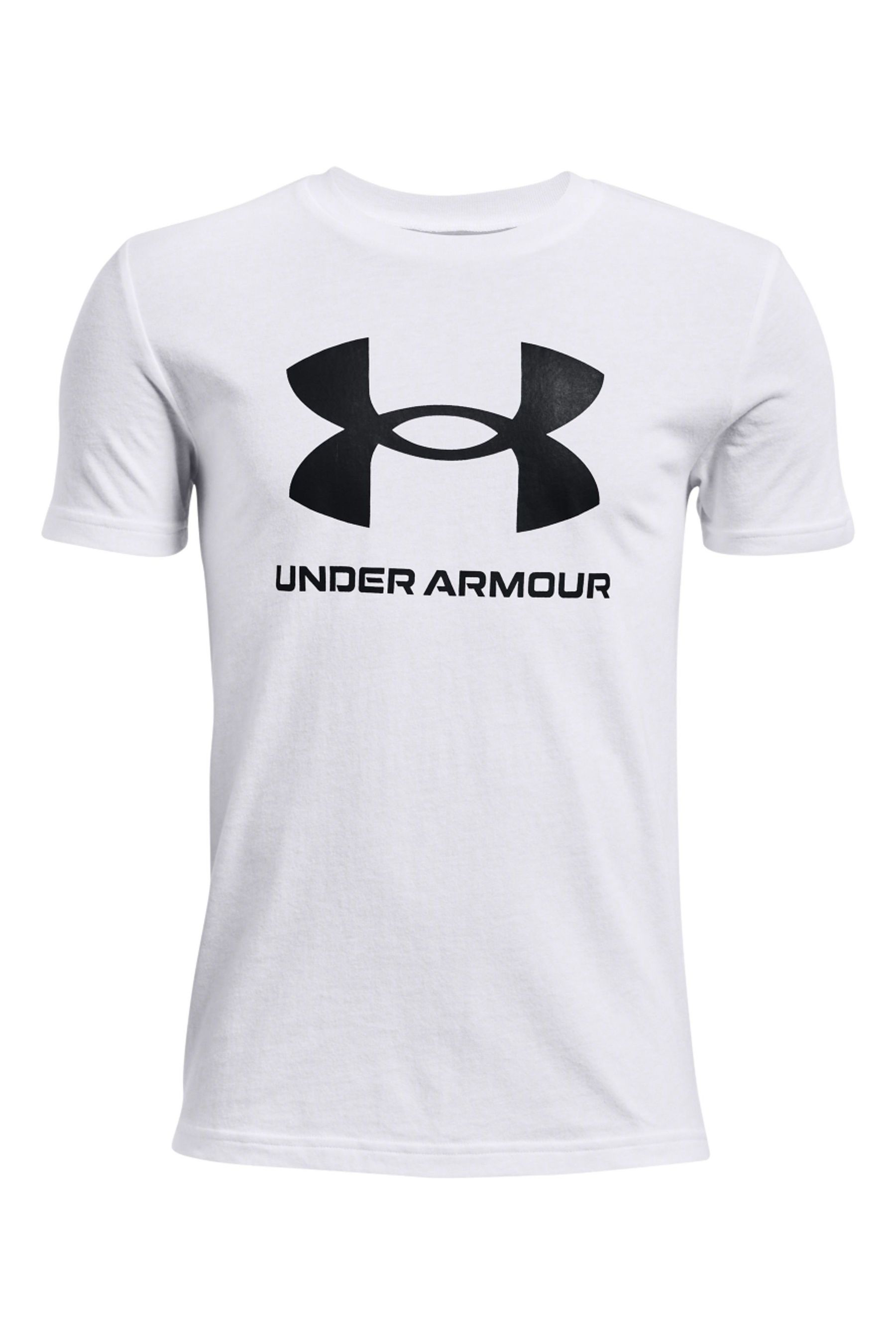 

Молодежная футболка в спортивном стиле с логотипом для мальчиков Under Armour, белый