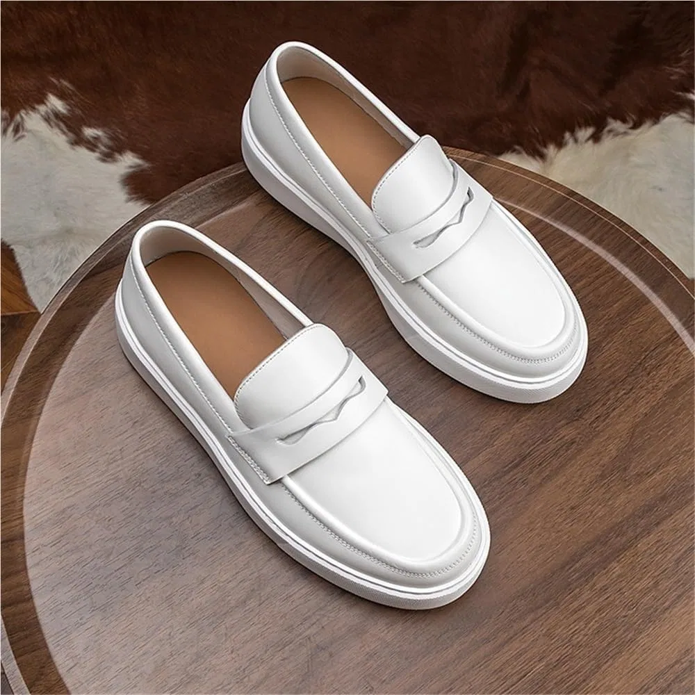Лоферы мужские кожаные белые, Oxfords, White DHFIRUFSHLO — фото 3