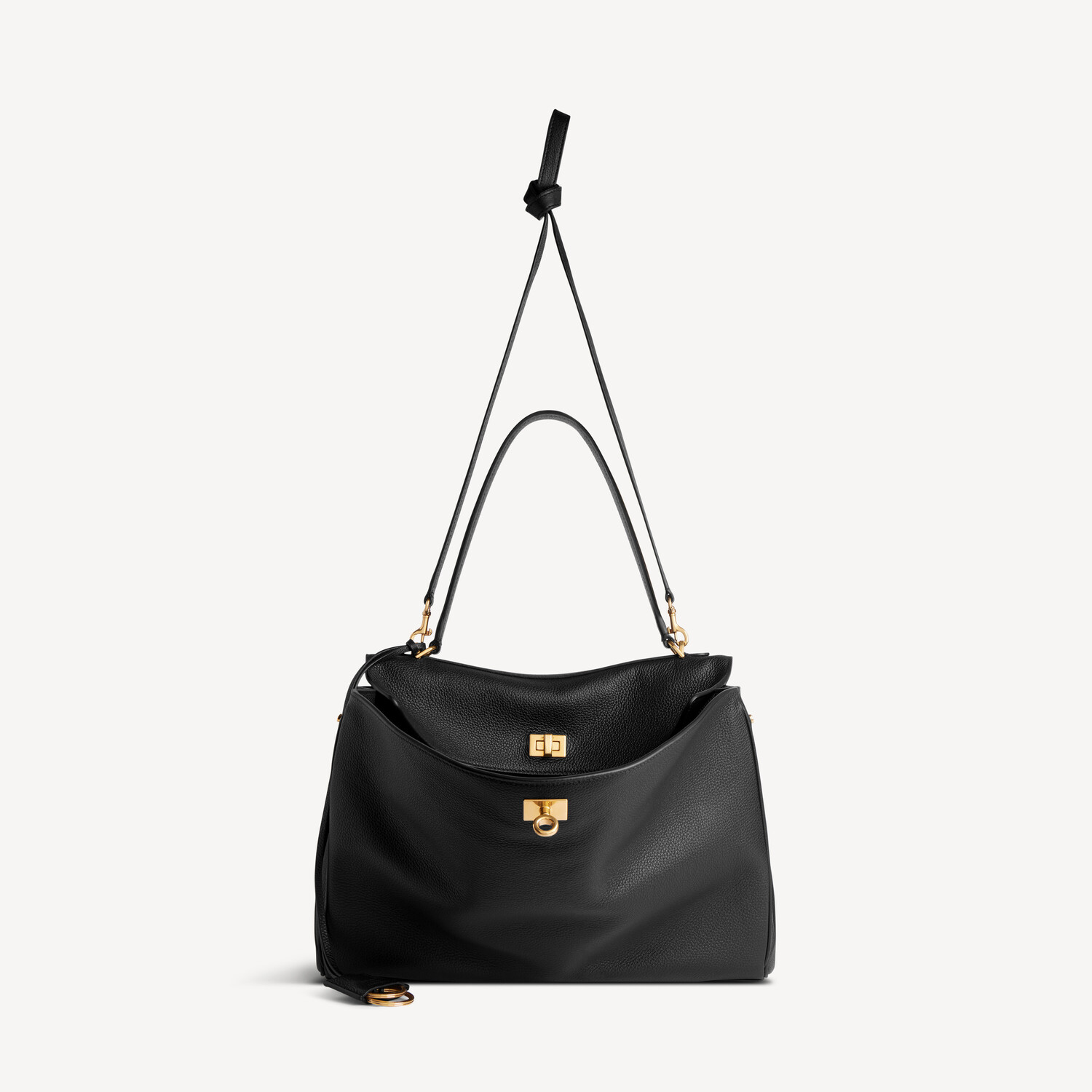 Женская сумка rodeo средняя из зернистой телячьей кожи в черном цвете BALENCIAGA, черный — фото 4