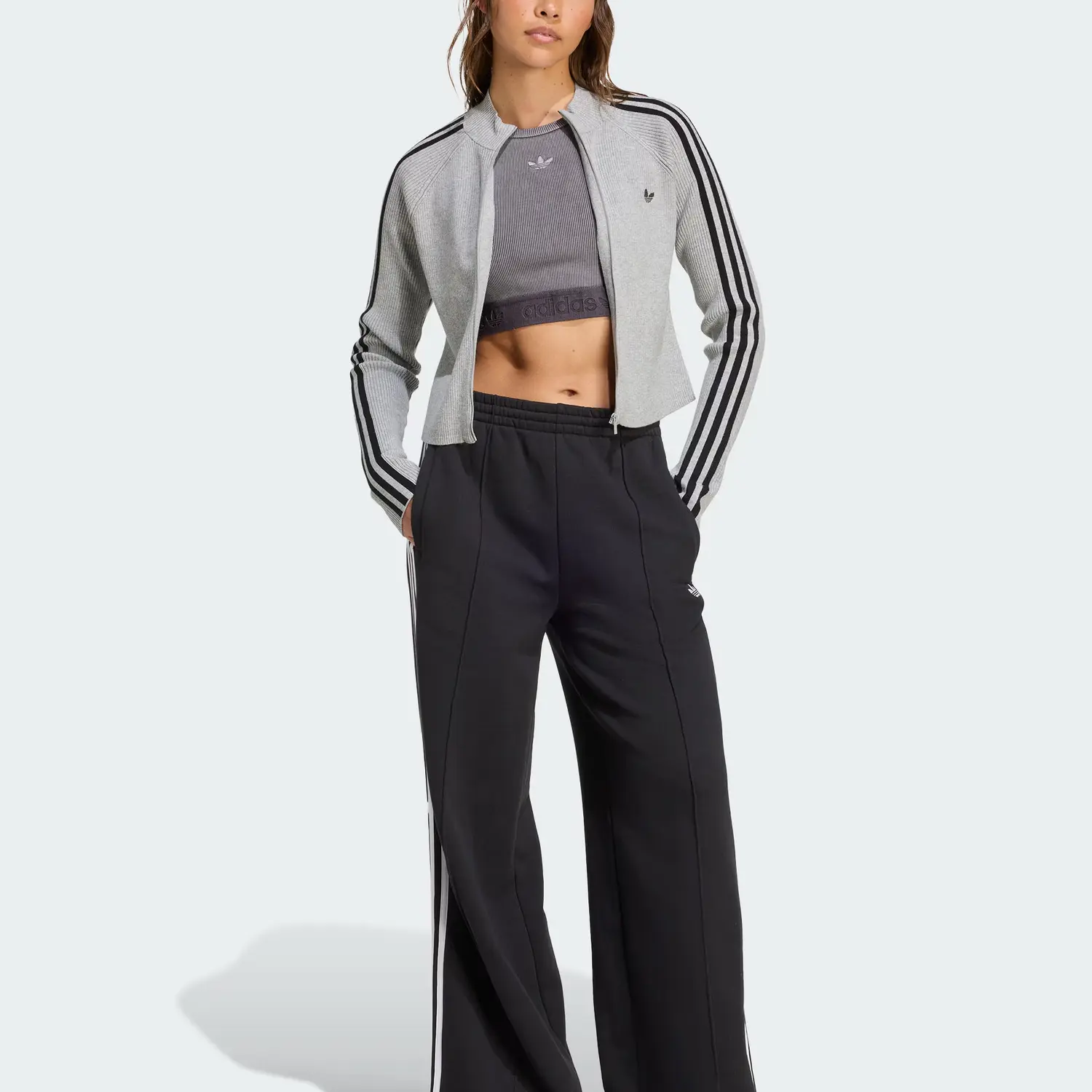 Adidas Originals Куртка женская Adicolor Slim Knit Track Top, Medium Heather Gray — фото 2