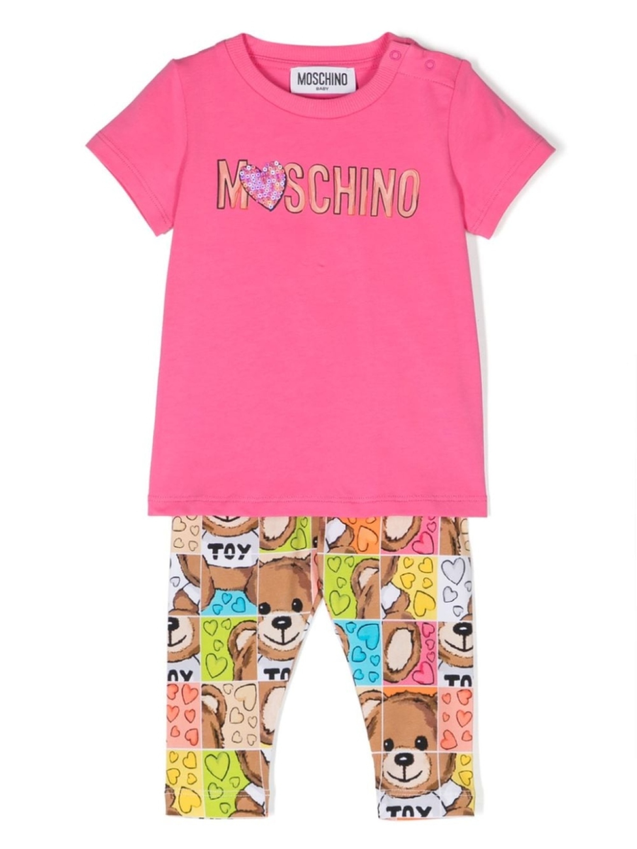 

Moschino Kids комплект из футболки и легинсов с логотипом, розовый