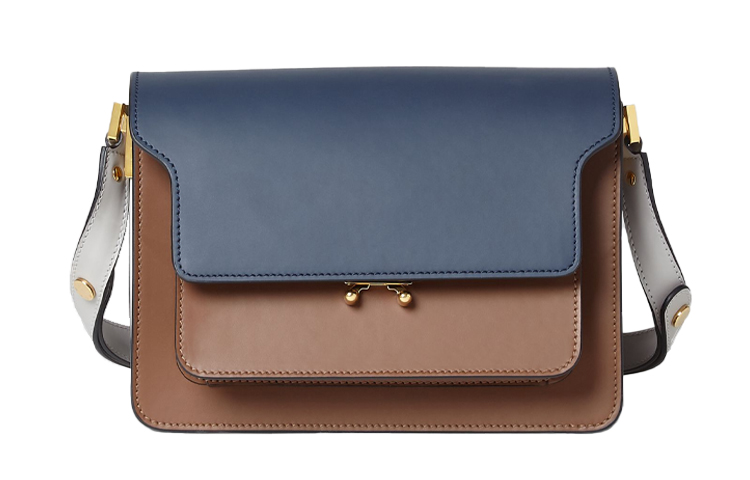 

Сумка-баул из кожи коровьего хвоста, женская наплечная сумка MARNI коричневого синего разноцветного оттенка