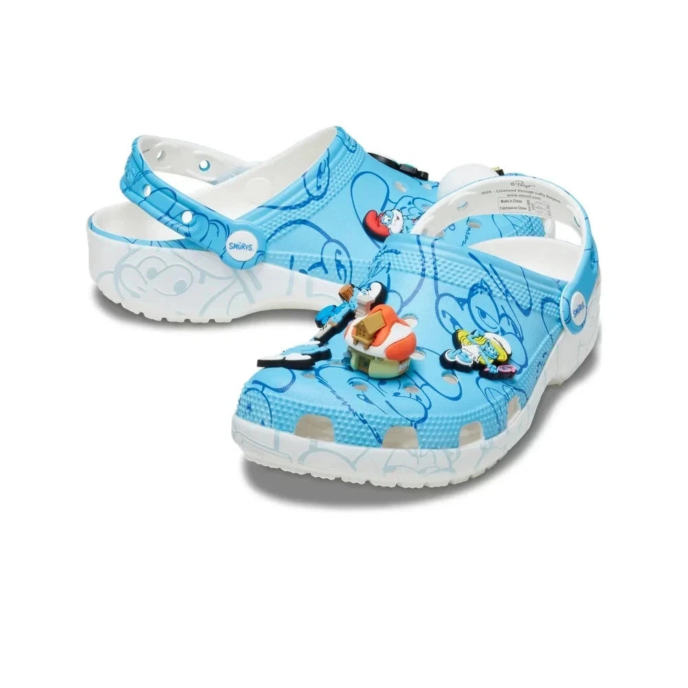 

Мужские сабо Crocs Classic Smurfs 210820-90H, синие, с круглым носком, повседневные, модель JAX651