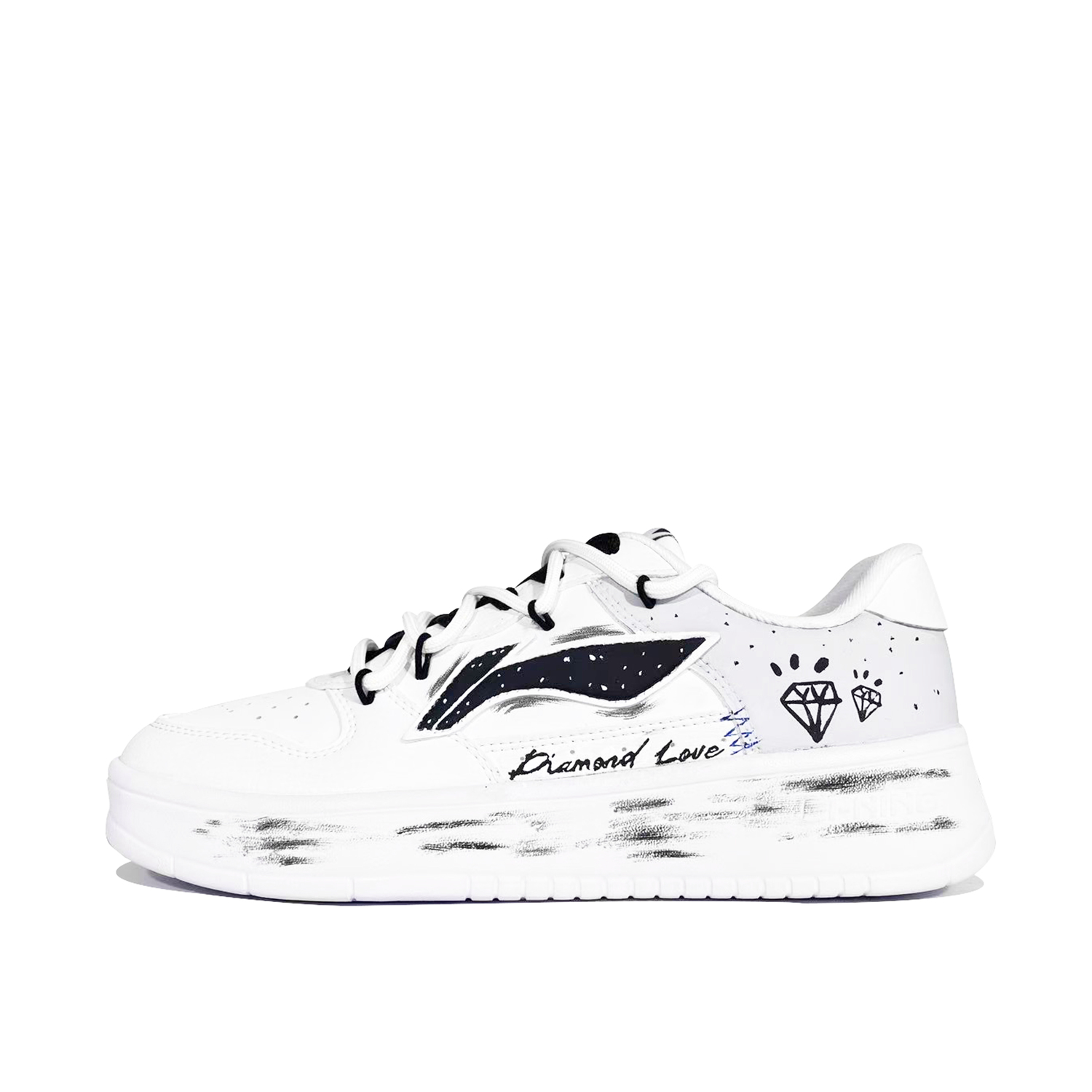 

LINING Понтонные лодки скейтбордные кроссовки мужские низкие черно-белые